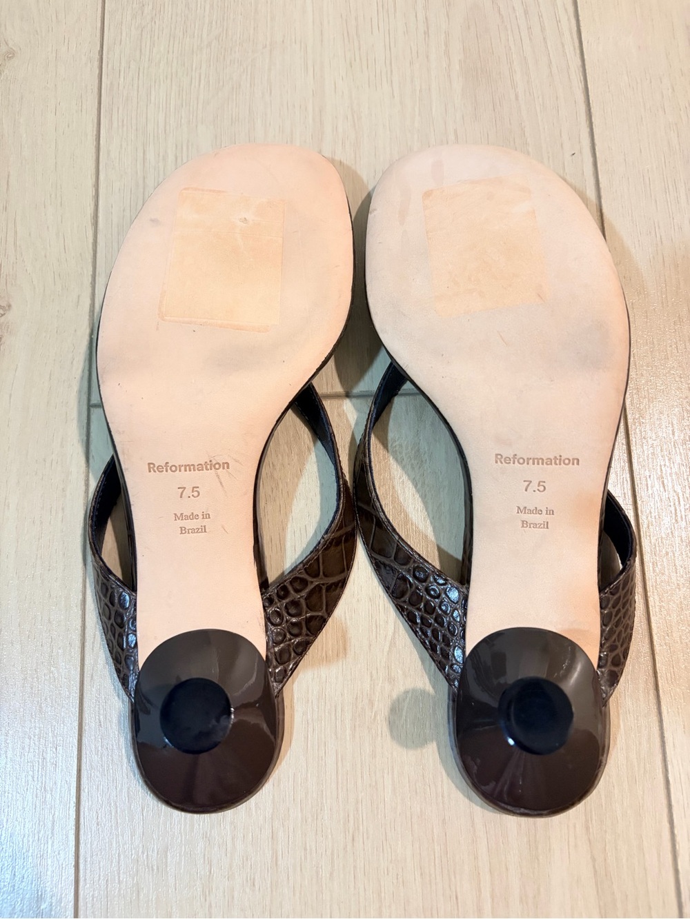Reformation Sophie Heeled Sandal — Brown Croc - Picture 5 of 5